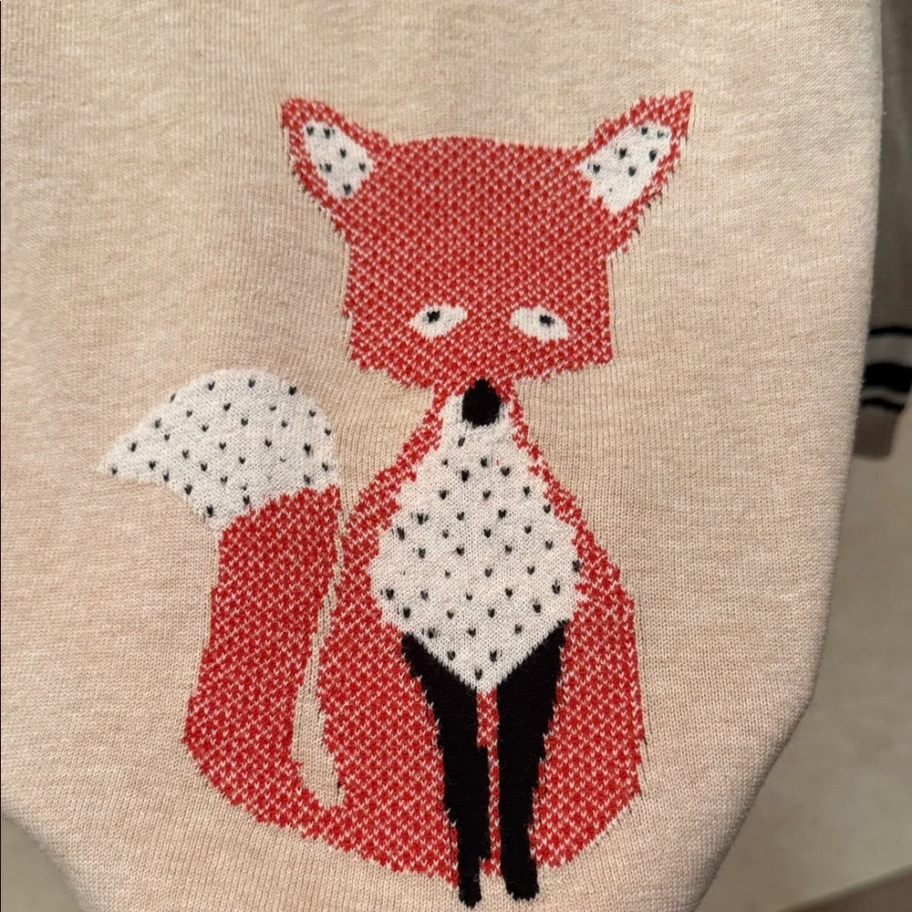 Talbots Cream Scoop Neck Sweater with Fox Motif - Picture 4 of 7